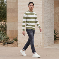 Killer Men Light Green Striped Flat Knits