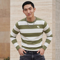 Killer Men Light Green Striped Flat Knits