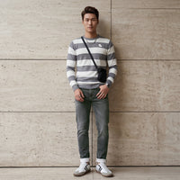 Killer Men Light Grey Striped Flat Knits