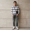 Killer Men Light Grey Striped Flat Knits