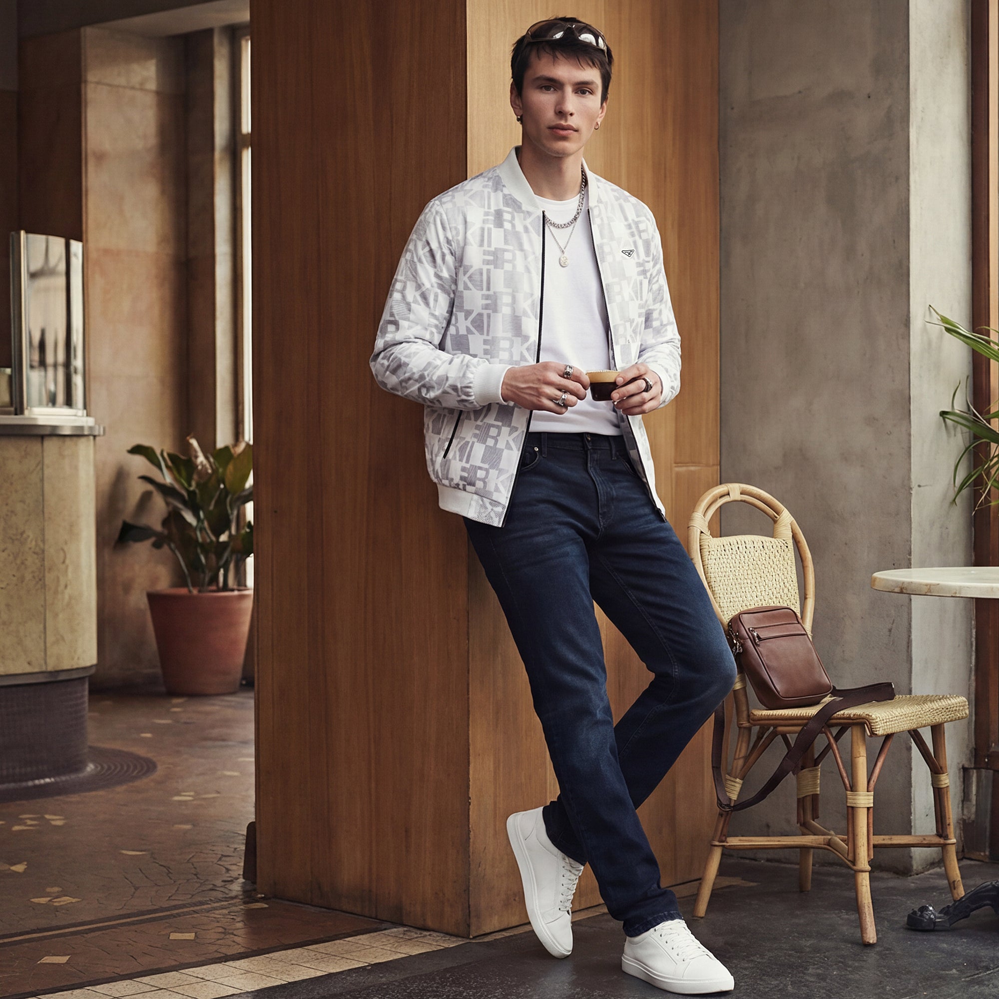 Killer Men White Bomber Neck Jackets