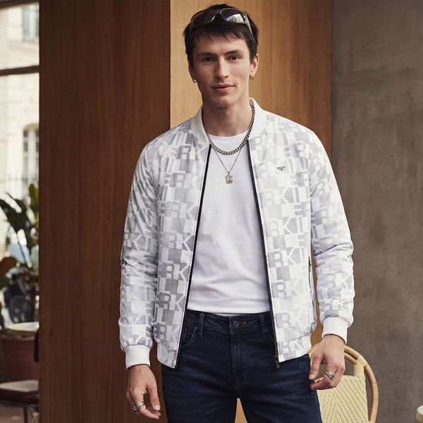 Killer Men White Bomber Neck Jackets