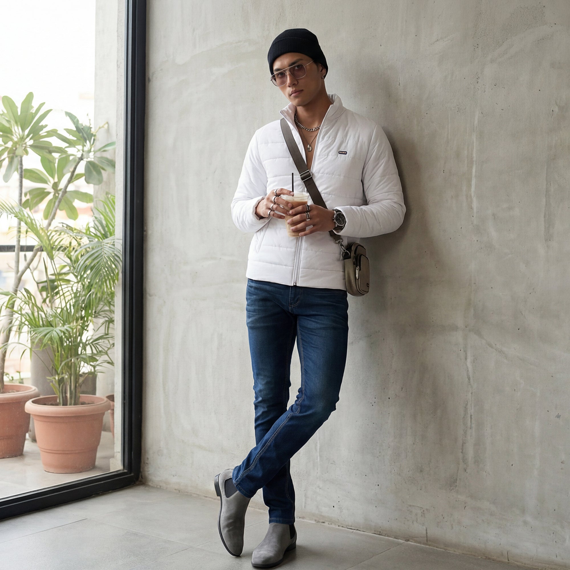 Killer Men White High Neck Jackets