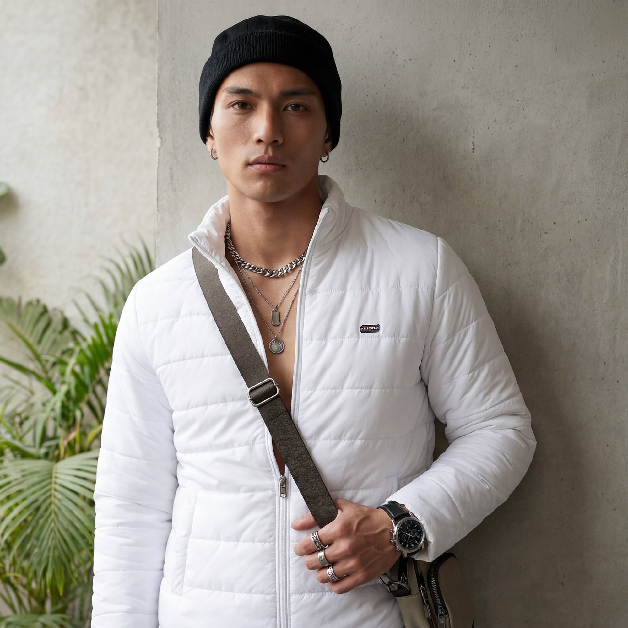 Killer Men White High Neck Jackets