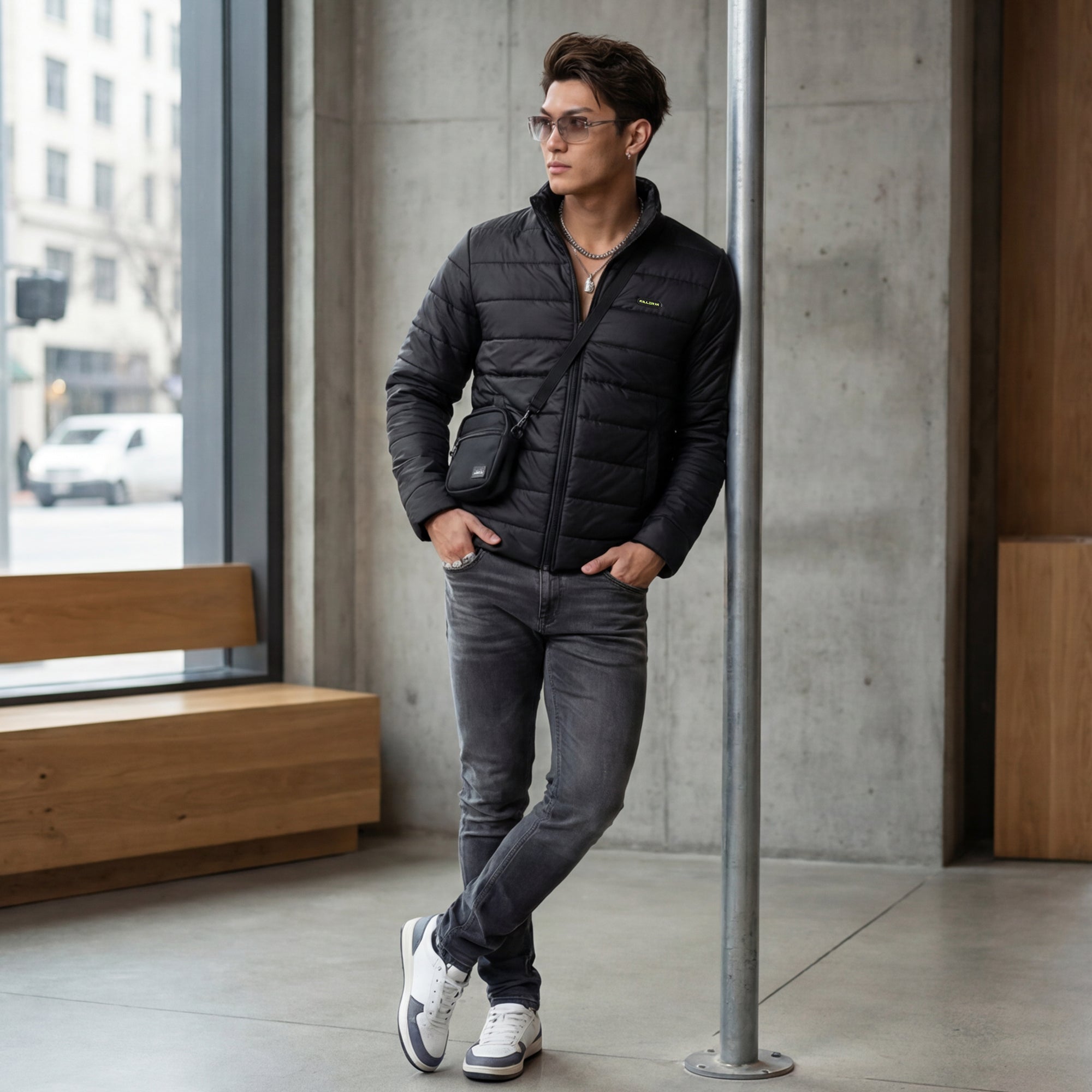 Killer Men Black High Neck Jackets