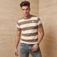 Killer Men Beige Striped Flat Knits