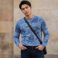 Killer Men Light Blue Printed Flat Knits