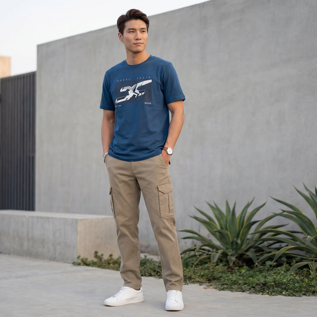 Killer Men Khaki Solid Cargo