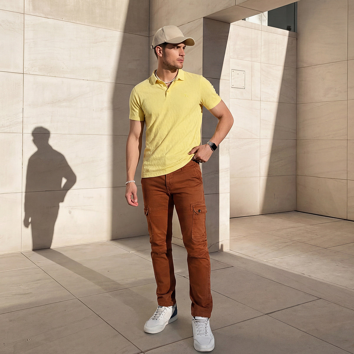 Killer Men Yellow Solid Slim Fit T-Shirts