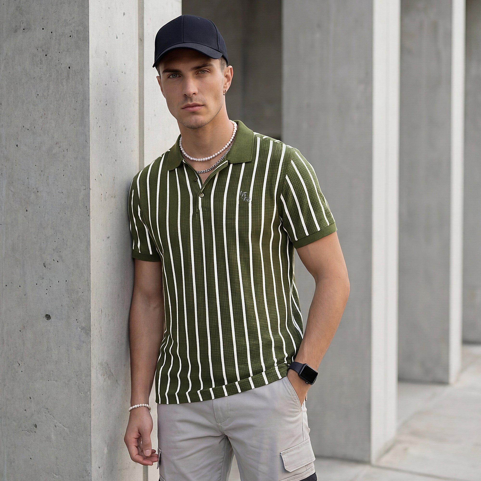 Killer Men Green Stripe Slim Fit T-Shirts