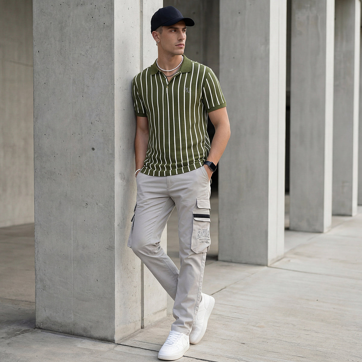 Killer Men Green Stripe Slim Fit T-Shirts
