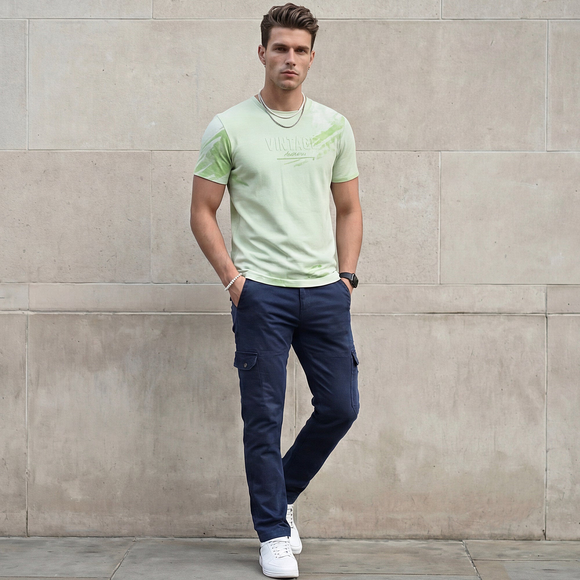 Killer Men Light Green Printed Slim Fit T-Shirts