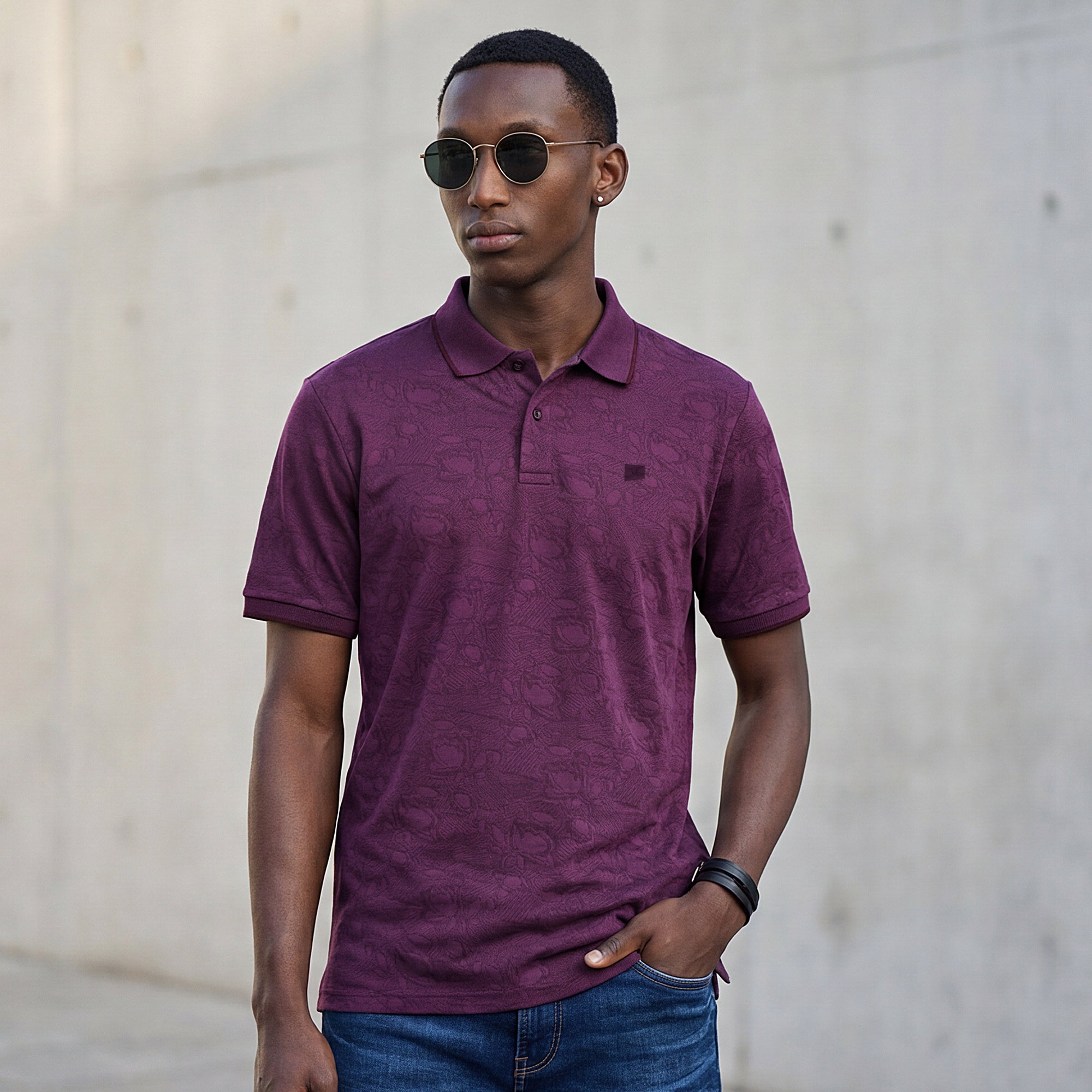 Killer Men Purple Printed Slim Fit T-Shirt