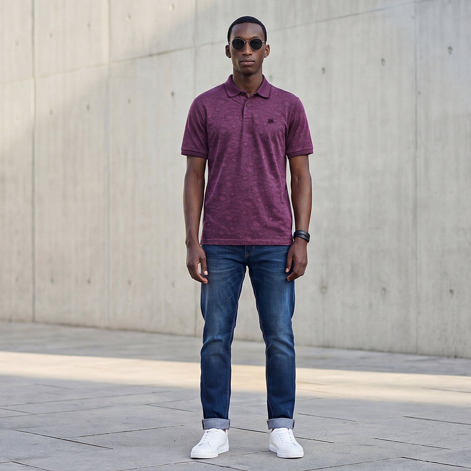 Killer Men Purple Printed Slim Fit T-Shirt