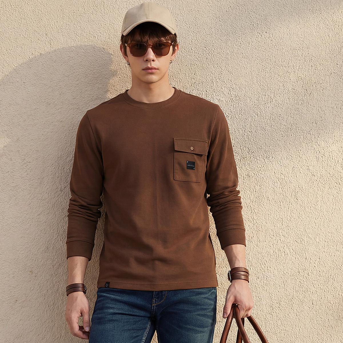 Killer Men Coffee Solid Slim Fit T-Shirts