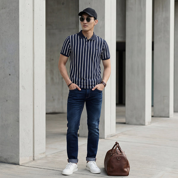 Killer Men Dark Grey Stripe Slim Fit T-Shirts