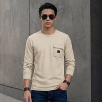 Killer Men Beige Solid Slim Fit T-Shirts