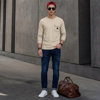 Killer Men Beige Solid Slim Fit T-Shirts