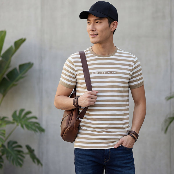 Killer Men Khaki Stripe Slim Fit T-Shirts