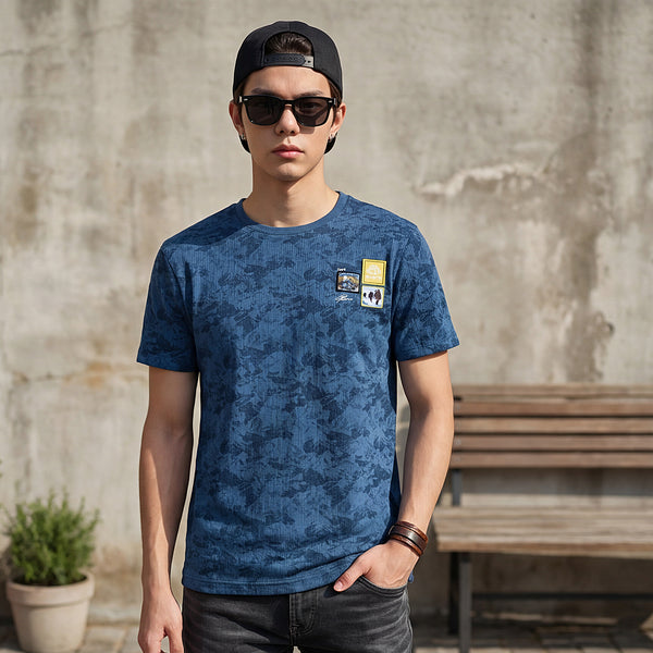 Killer Men Blue Printed Slim Fit T-Shirts