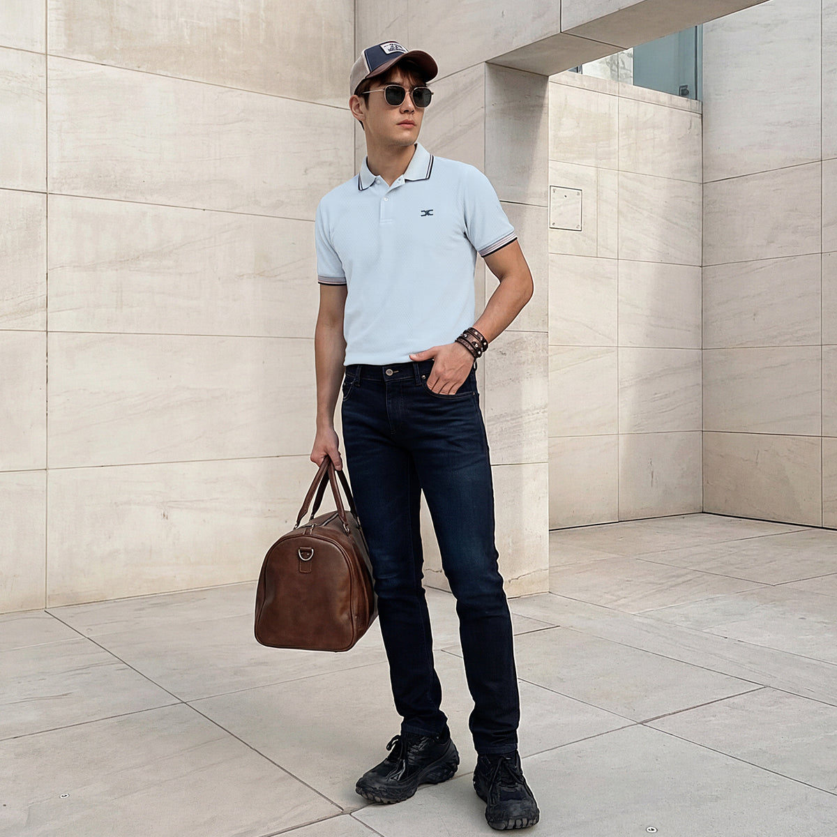 Killer Men Light Blue Solid Slim Fit T-Shirts