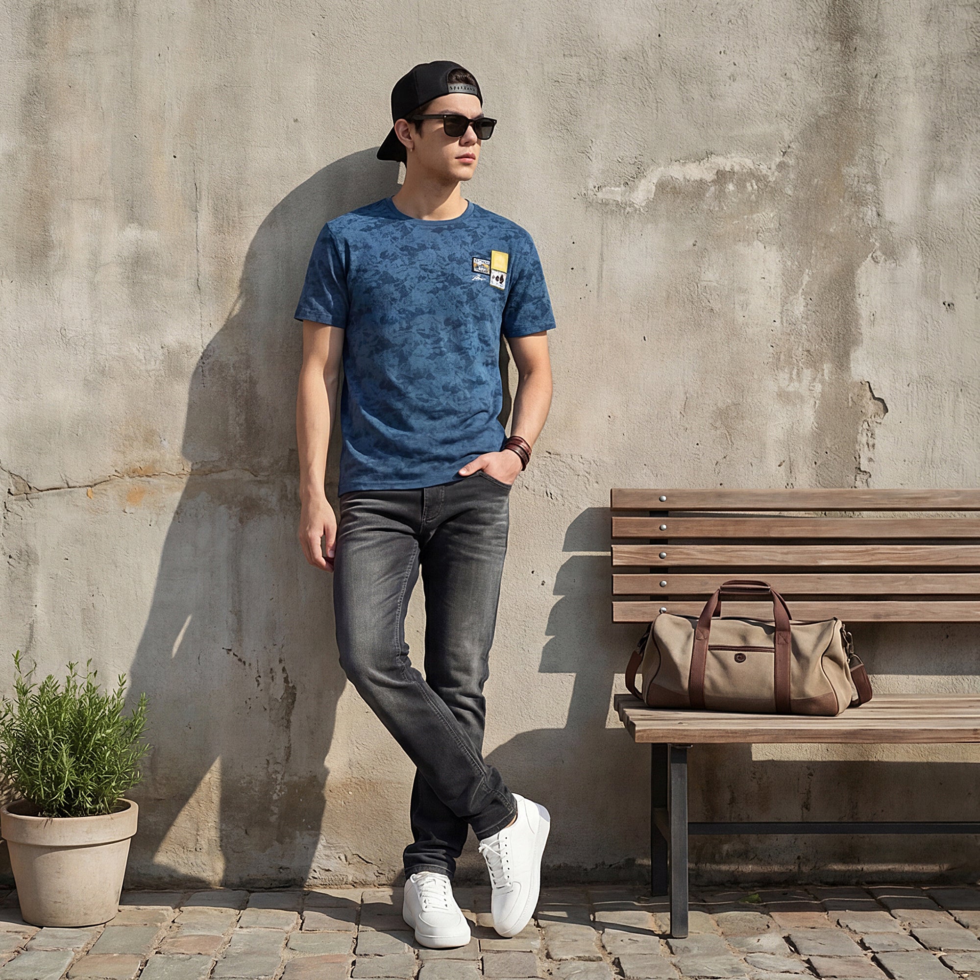 Killer Men Blue Printed Slim Fit T-Shirts