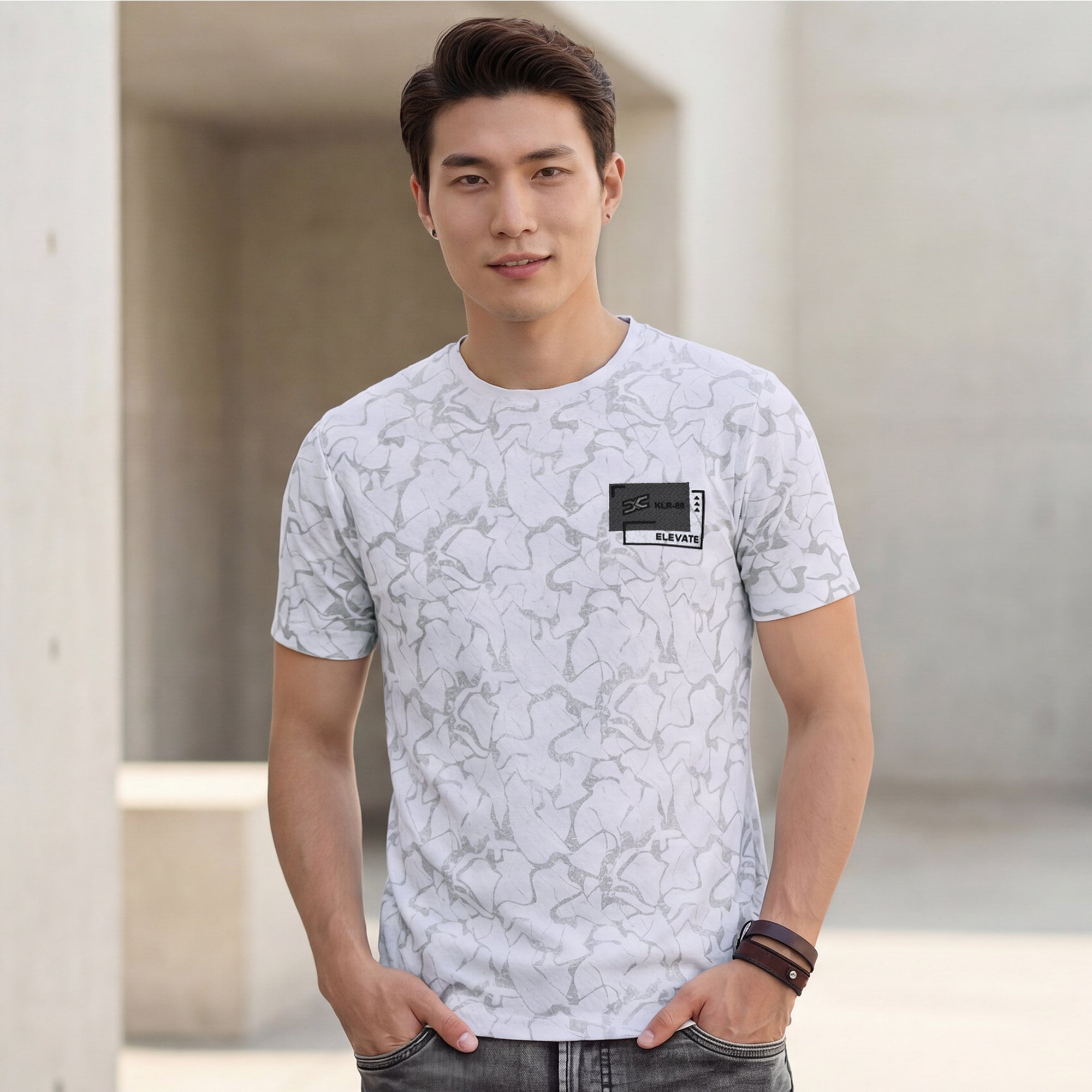 Killer Men White Printed Slim Fit T-Shirt