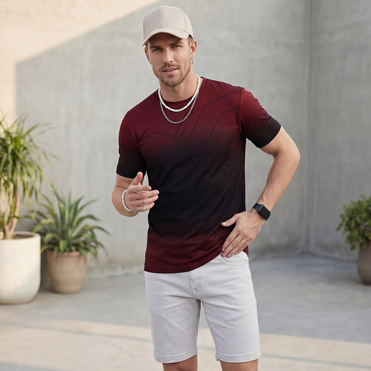 Killer Men Red Printed Slim Fit T-Shirt