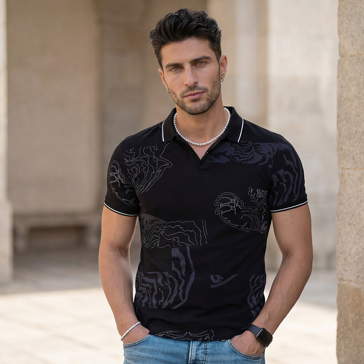 Killer Men Black Printed Slim Fit T-Shirt