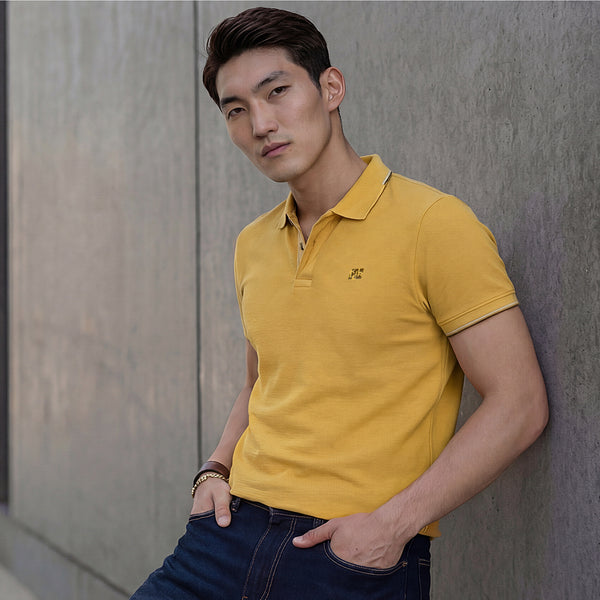 Killer Men Mustard Solid Slim Fit T-Shirt