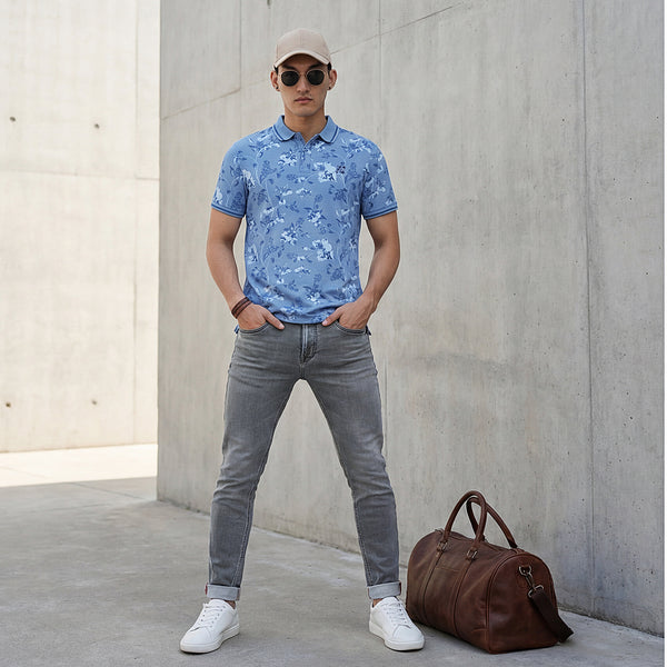Killer Men Blue Printed Slim Fit T-Shirt