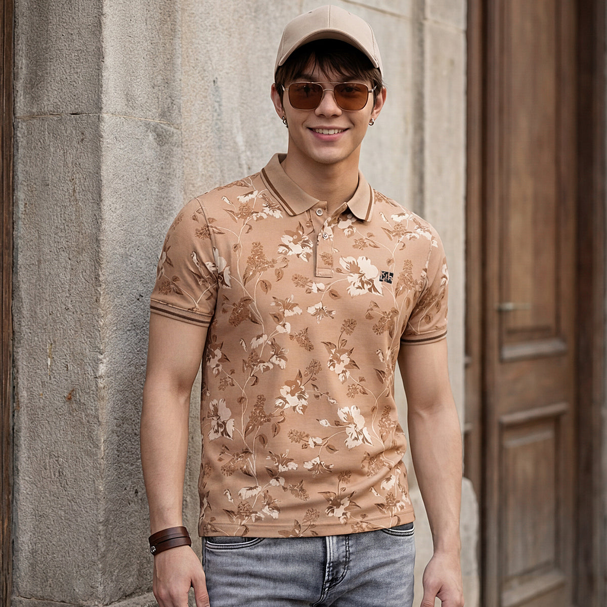 Killer Men Khaki Printed Slim Fit T-Shirt