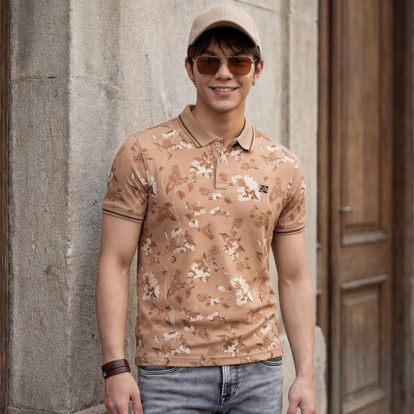 Killer Men Khaki Printed Slim Fit T-Shirt