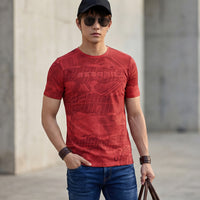 Killer Men Red Printed Slim Fit T-Shirt