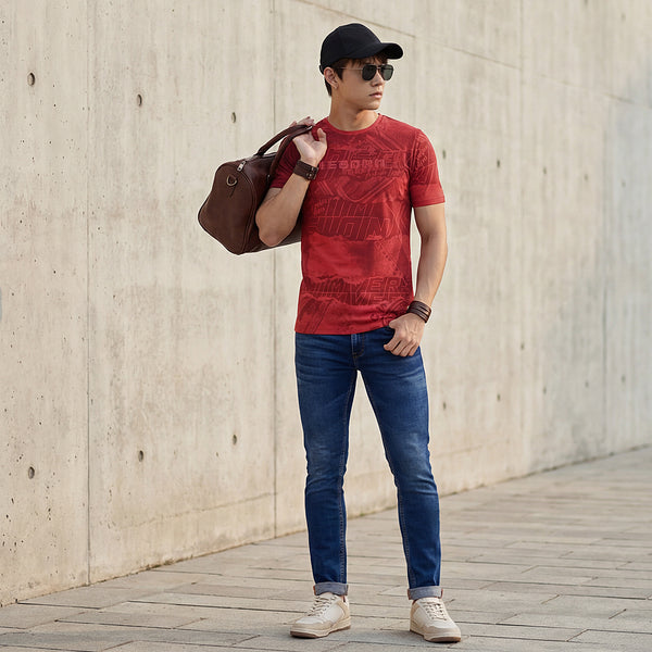 Killer Men Red Printed Slim Fit T-Shirt