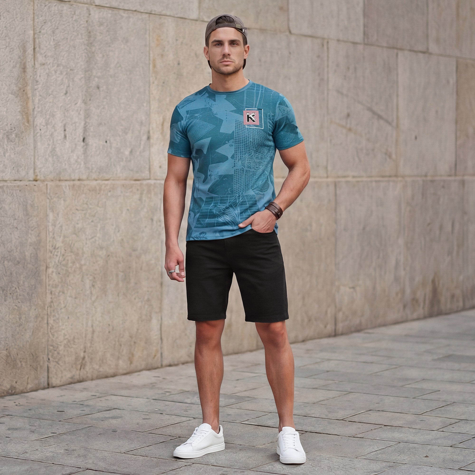 Killer Men Blue Printed Slim Fit T-Shirts