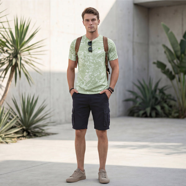 Killer Men Light Green Printed Round Neck T-Shirts