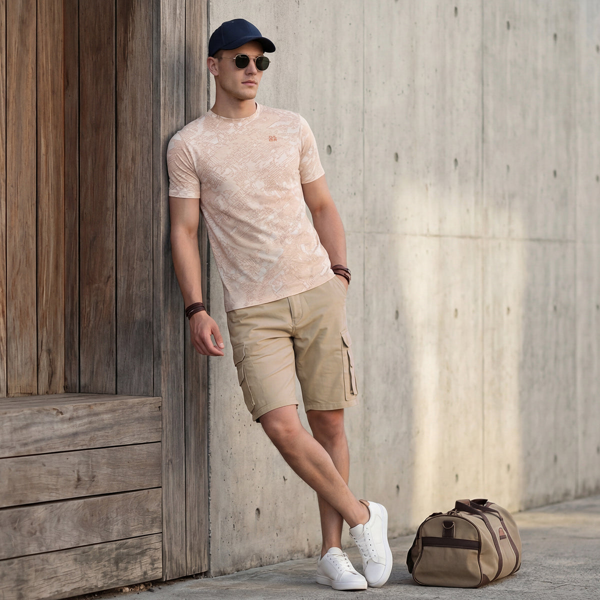 Killer Men Peach Printed Round Neck T-Shirts