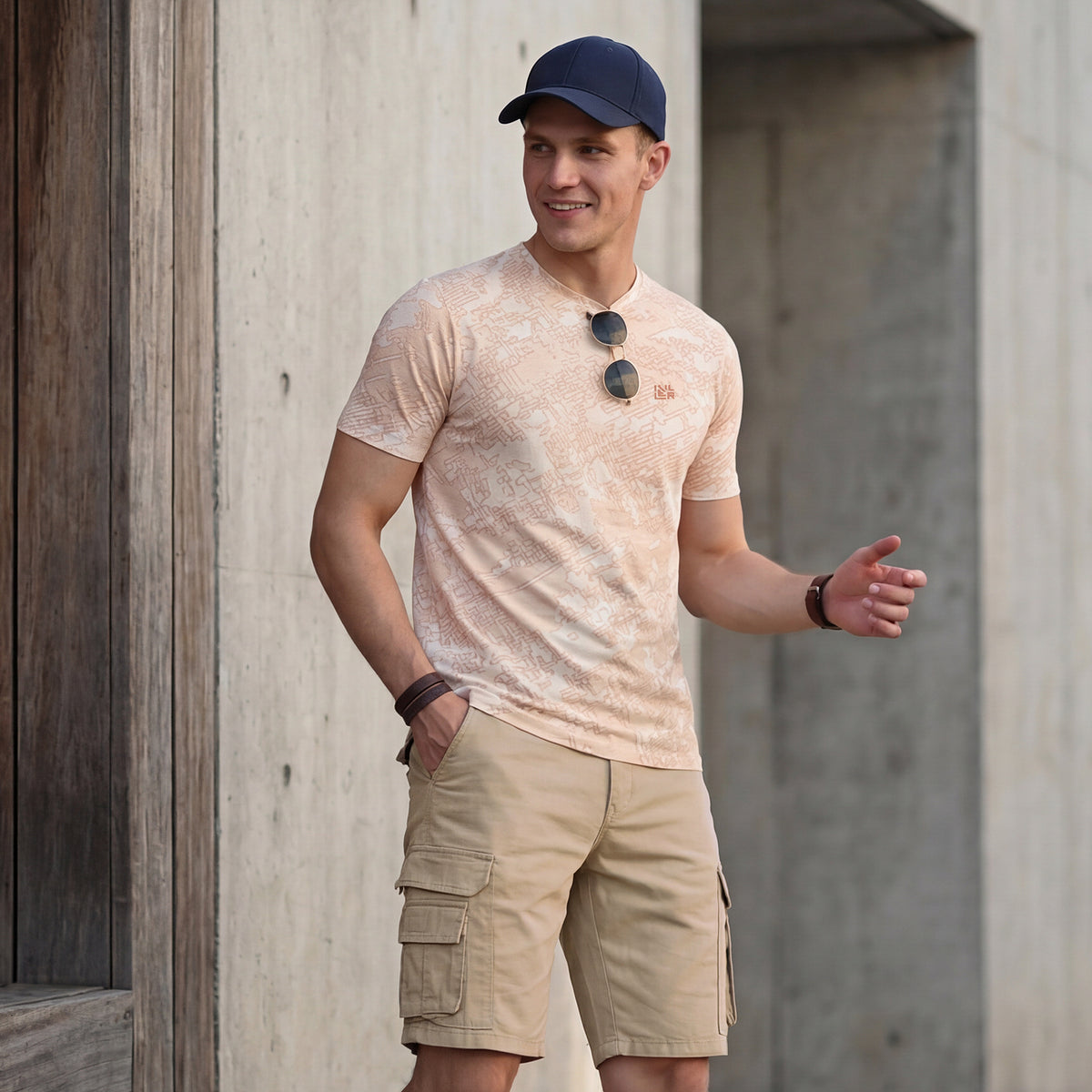 Killer Men Peach Printed Round Neck T-Shirts