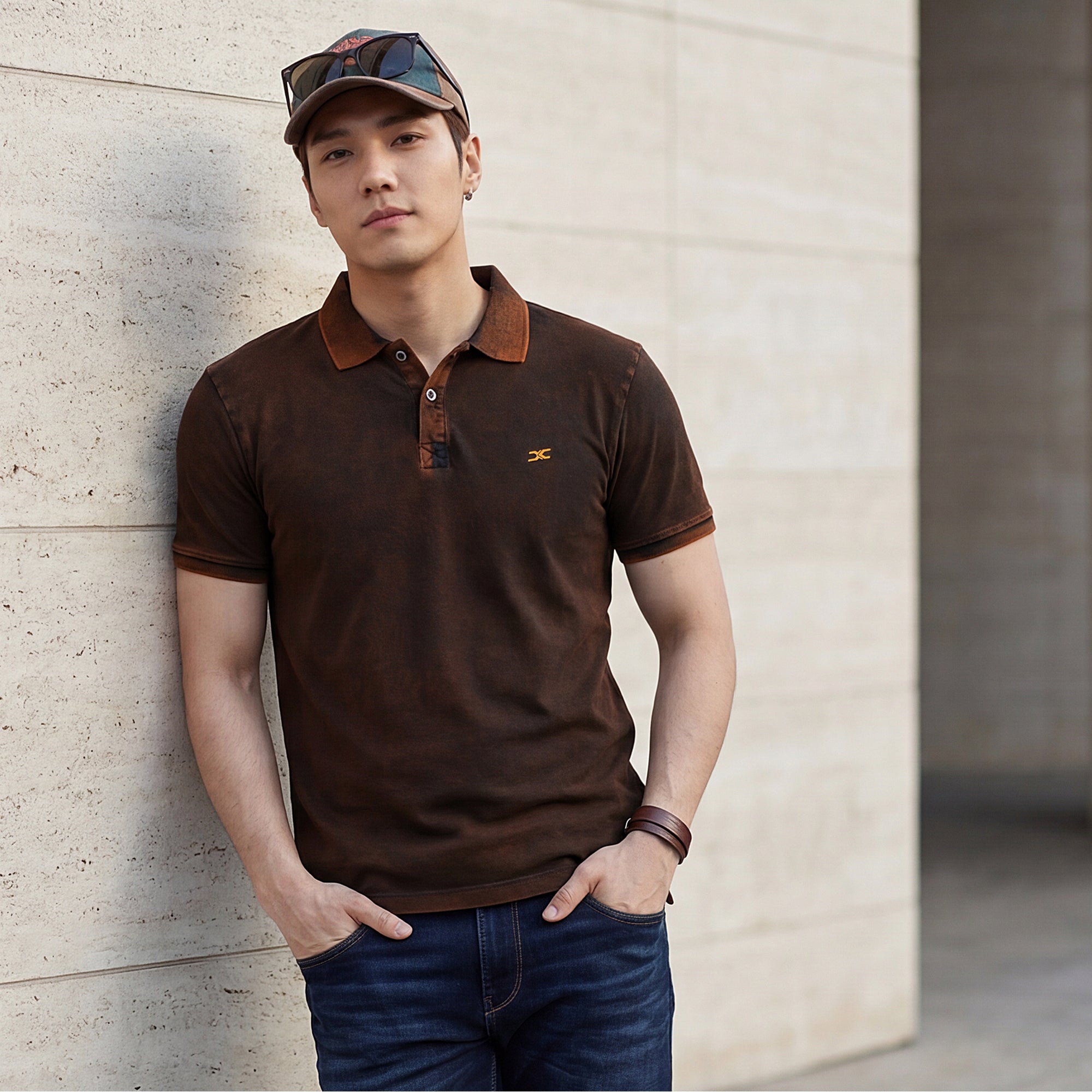 Killer Men Orange Printed Slim Fit T-Shirts