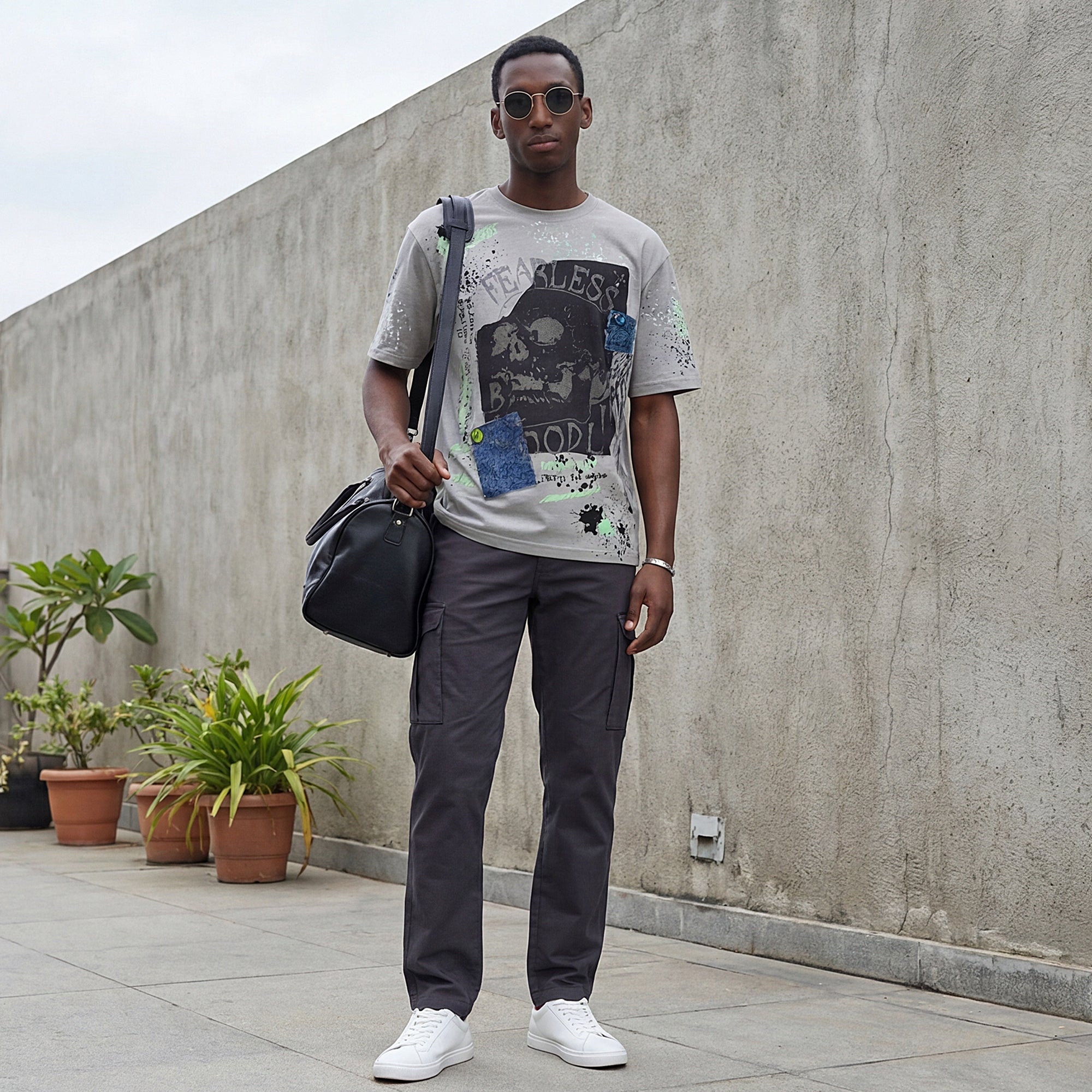 Killer Men Grey Printed Round Neck T-Shirts