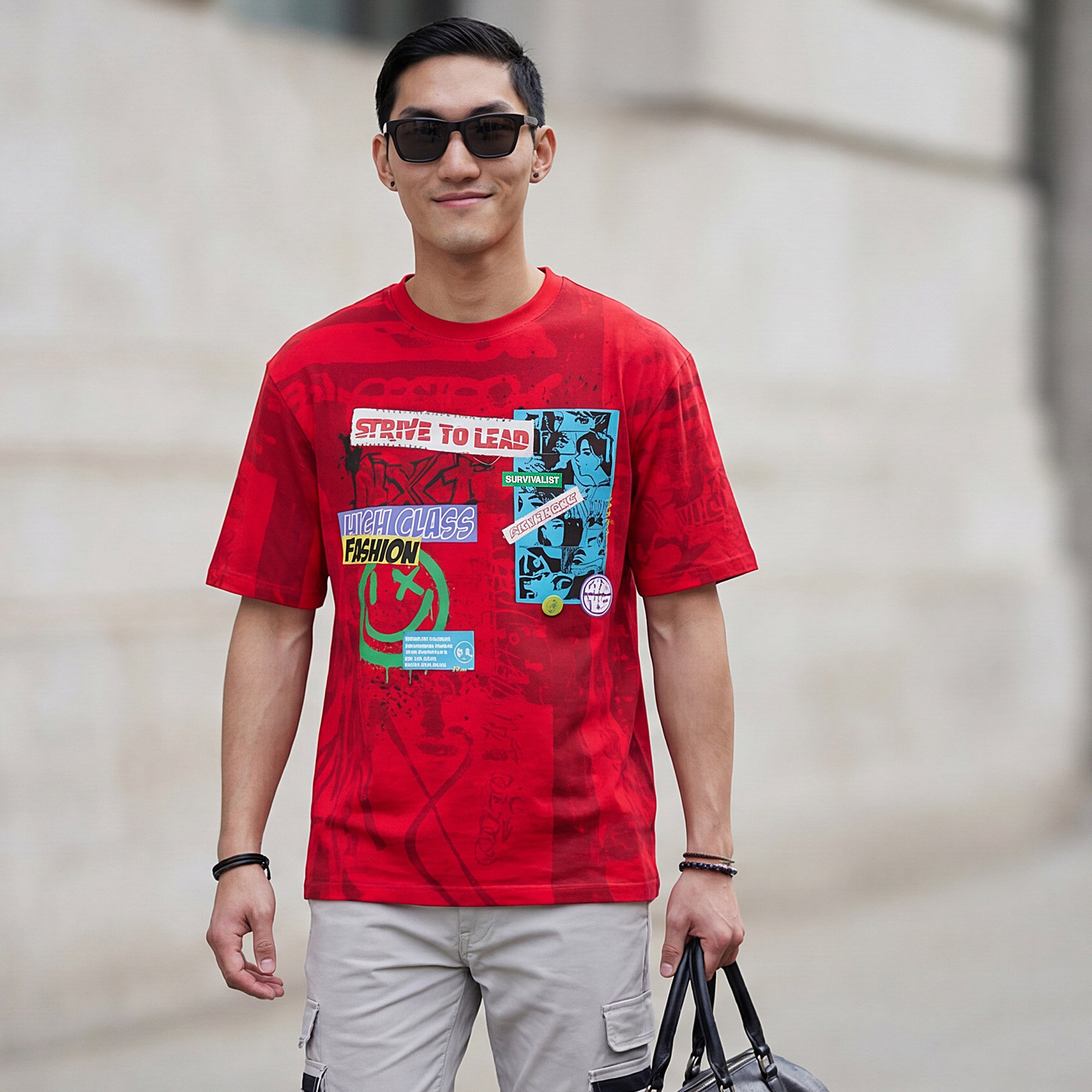 Killer Men Red Printed Round Neck T-Shirts