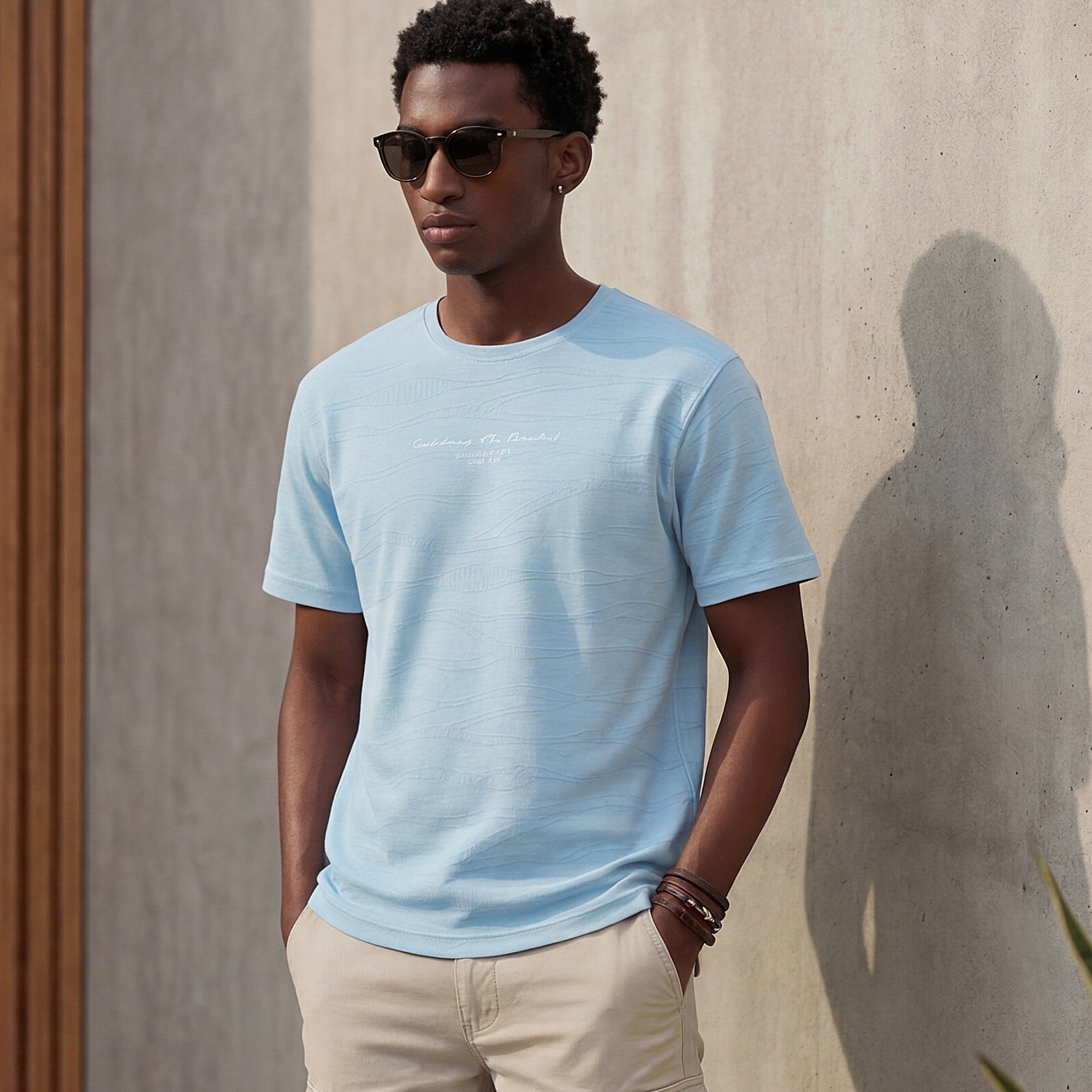 Killer Men Light Blue Printed Slim Fit T-Shirts
