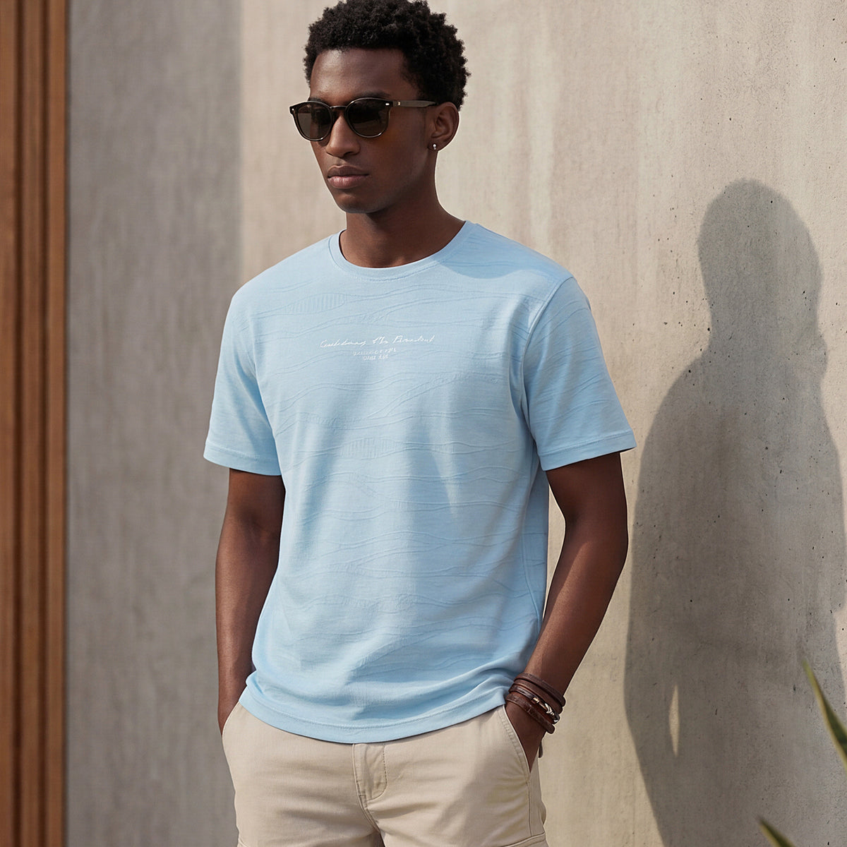 Killer Men Light Blue Printed Slim Fit T-Shirts