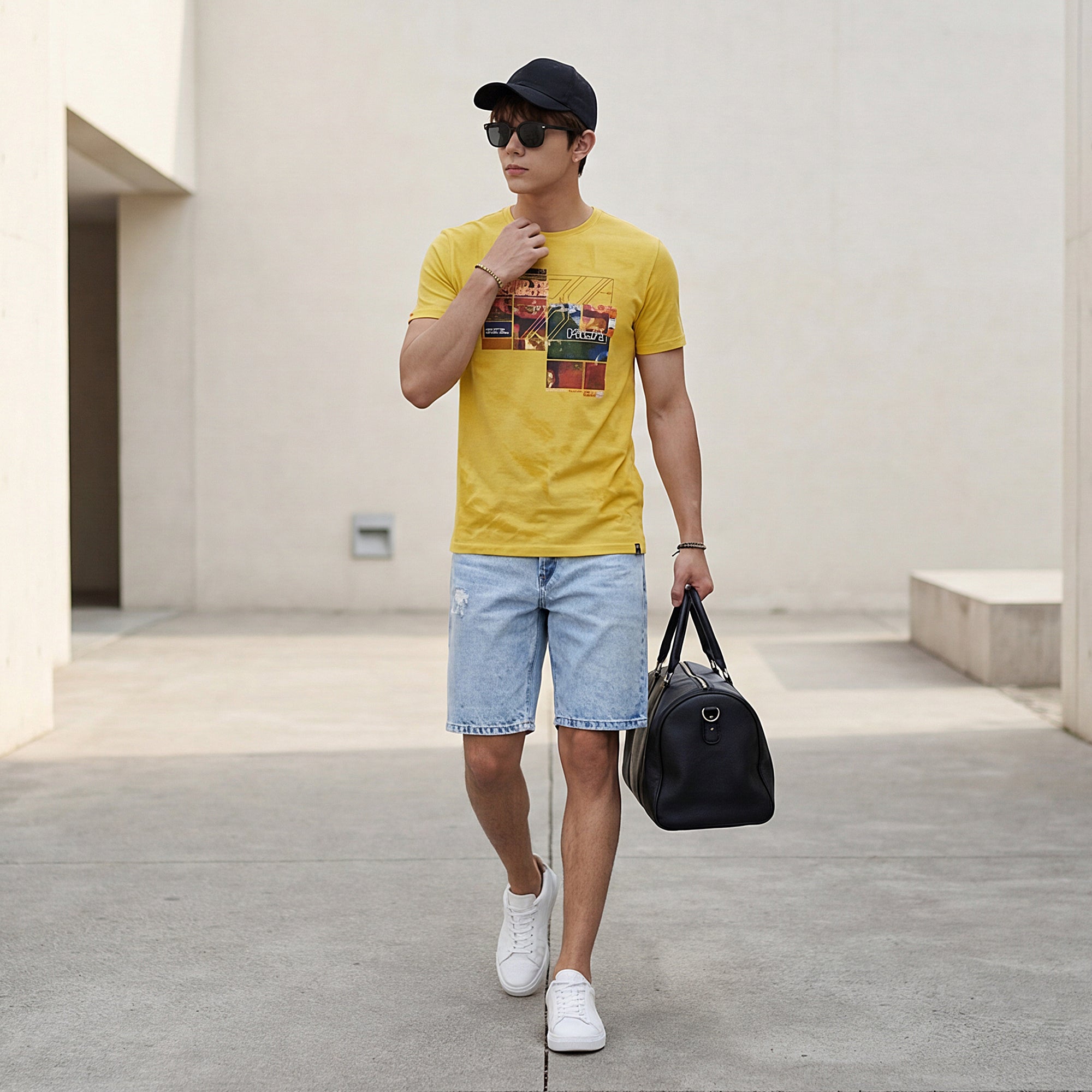 Killer Men Musturd Printed Slim Fit T-Shirts