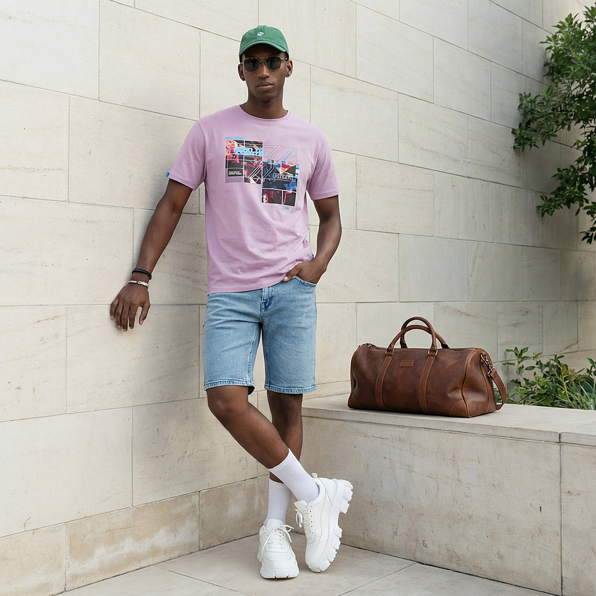 Killer Men Purple Printed Slim Fit T-Shirts