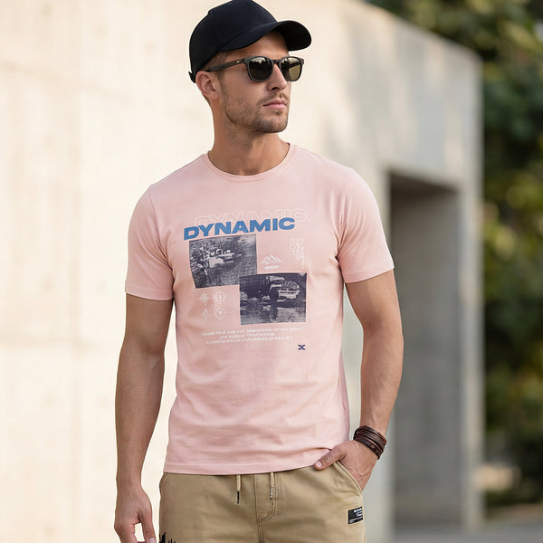 Killer Men Peach Printed Slim Fit T-Shirts