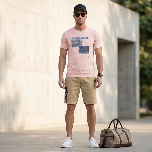 Killer Men Peach Printed Slim Fit T-Shirts