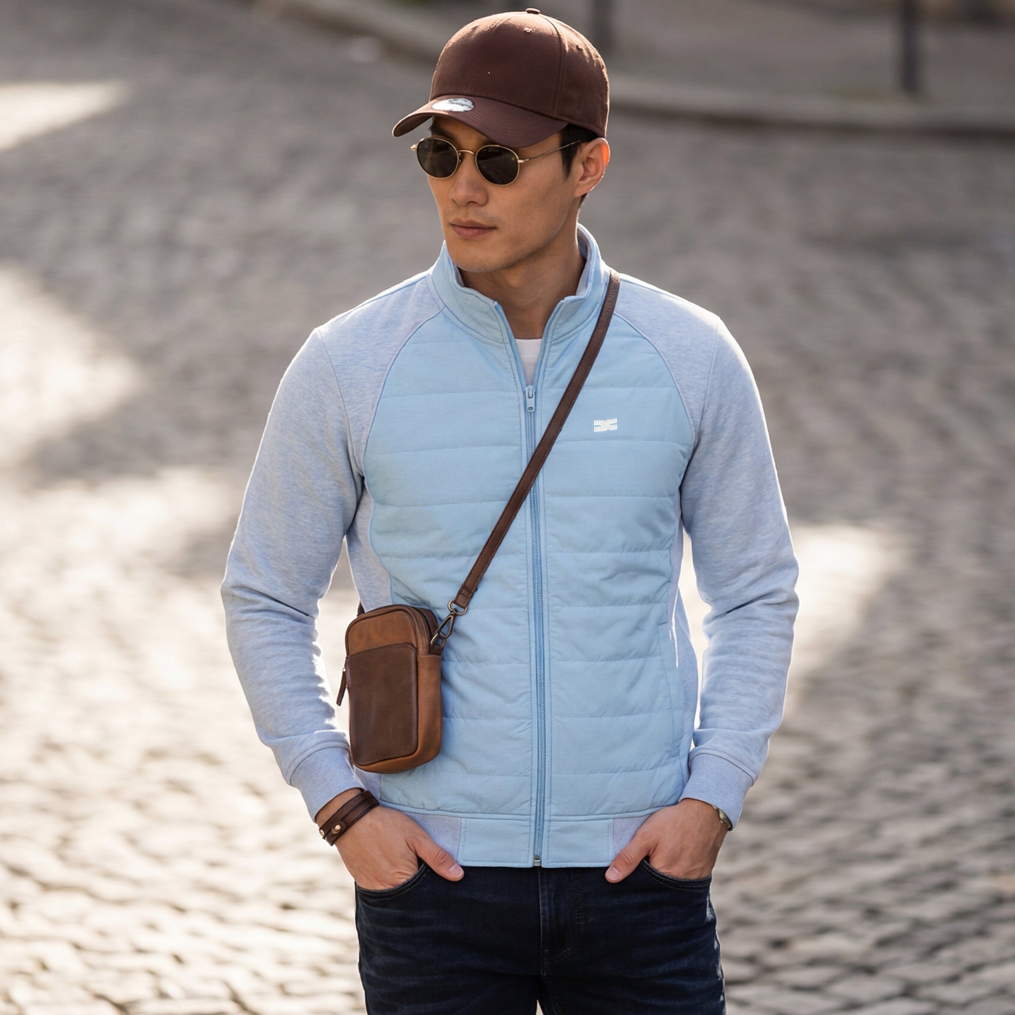 Killer Men High Neck Light Blue Sweat Shirts