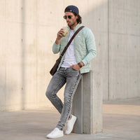 Killer Men High Neck Light Green Sweat Shirts